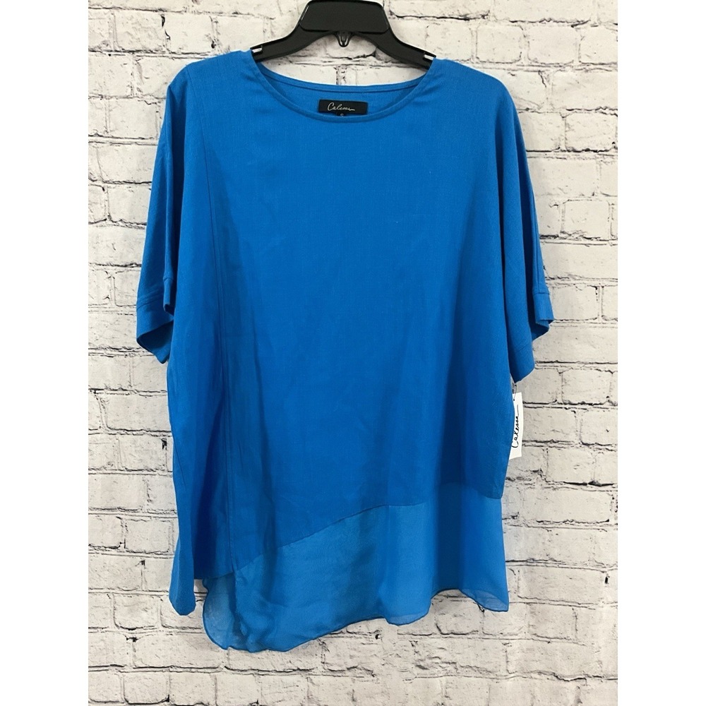 Calessa Tunic Top Blouse Woman S Blue Asymmetrical